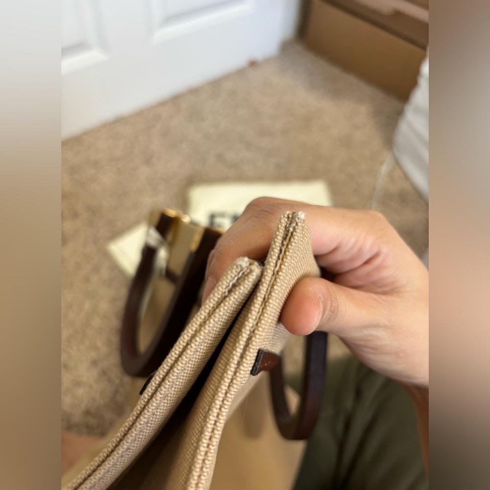 Fendi Sunshine Medium Tote Bag Canvas Beige Brown - Picture 11 of 12
